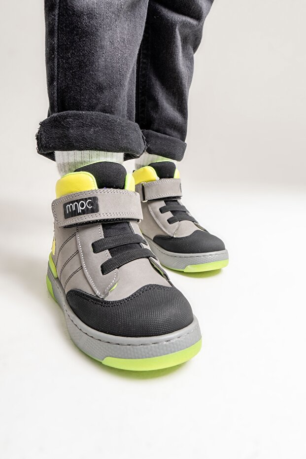 Erkek Çocuk Gri Hakiki Deri Anatomik Günlük Bot - 3