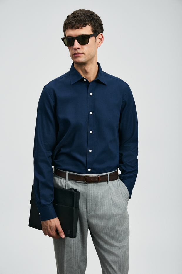 Veran Erkek Basic Gömlek Regular Fit Lacivert - 1