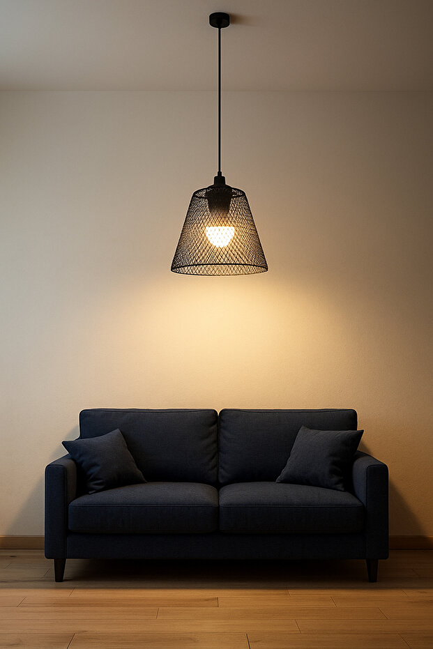 Magnia Siyah İşlemeli Metal Sarkıt Avize - 5