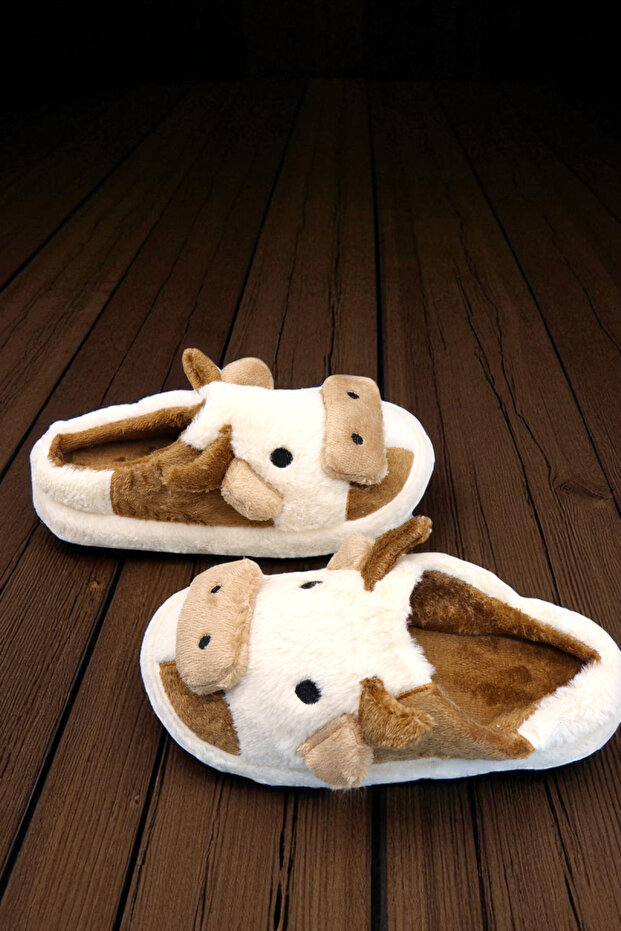 Women's Cow Figured House Slippers. Slippers with Plush Detail Inside.