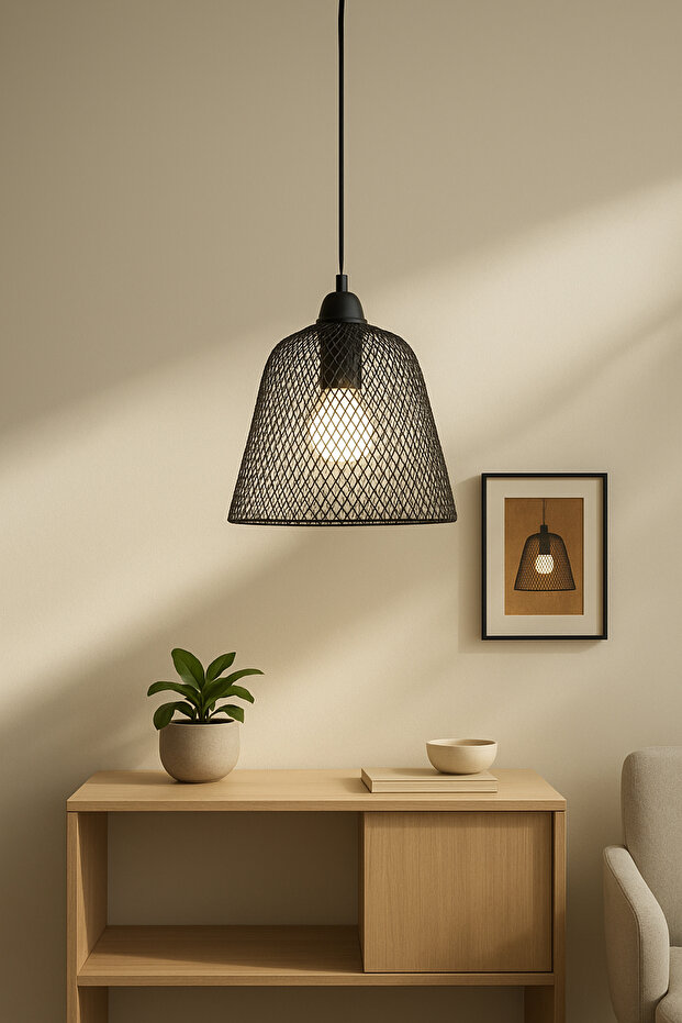 Magnia Siyah İşlemeli Metal Sarkıt Avize - 2