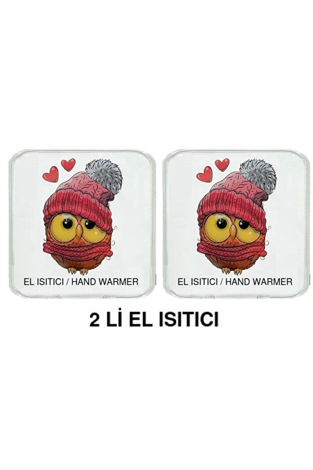 2 ADET BERELİ BAYKUŞ CEP SOBASI,EL ISITICI,SICAK SU TORBASI PVC 10x9,5cm - 3