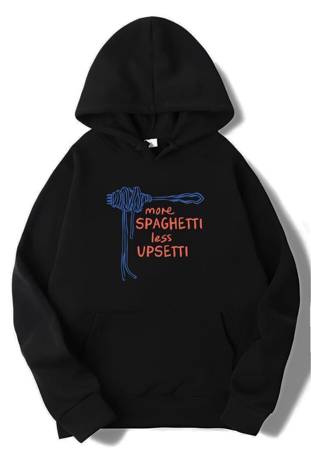 Unisex Oversize More Spaghetti Less Upsetti Hoodie Black