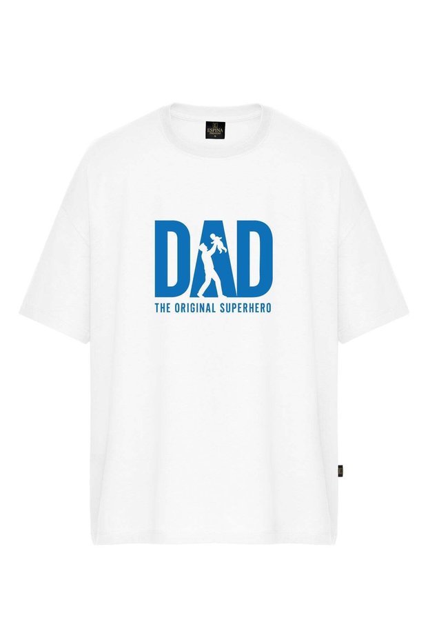 Men's Dad Superhero Printed Oversize T-Shirt