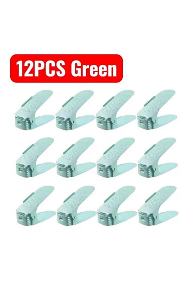 طقم منظم موفر للأحذية مكون من 12 قطعة اخضر 25x14سم