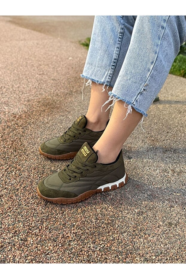 Kadın Bağcıklı Renkli Tabanlı Sneaker Yürüyüş Ayakkabısı - 7