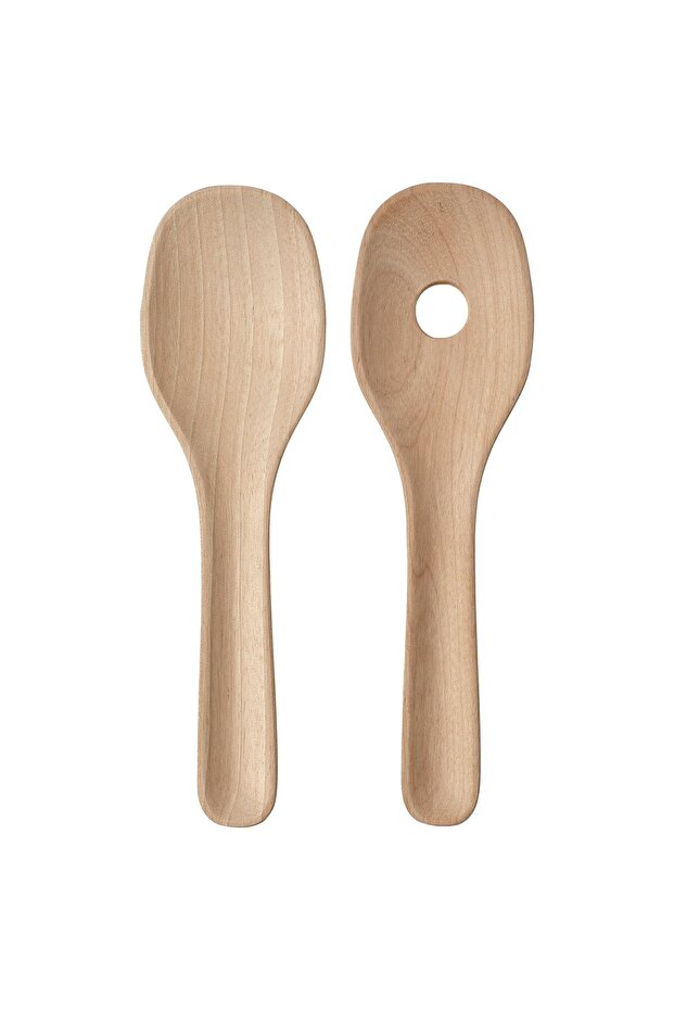 SKALLKNEKT 2-piece salad servers set, solid birch