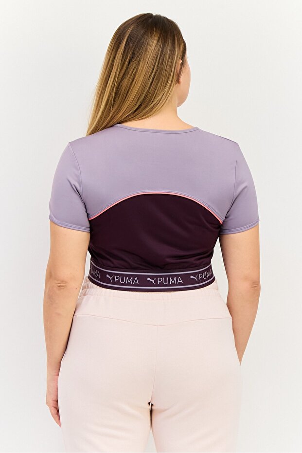 Women Sportswear Fit Short Sleeve Training Crop T-Shirt, Purple - 3