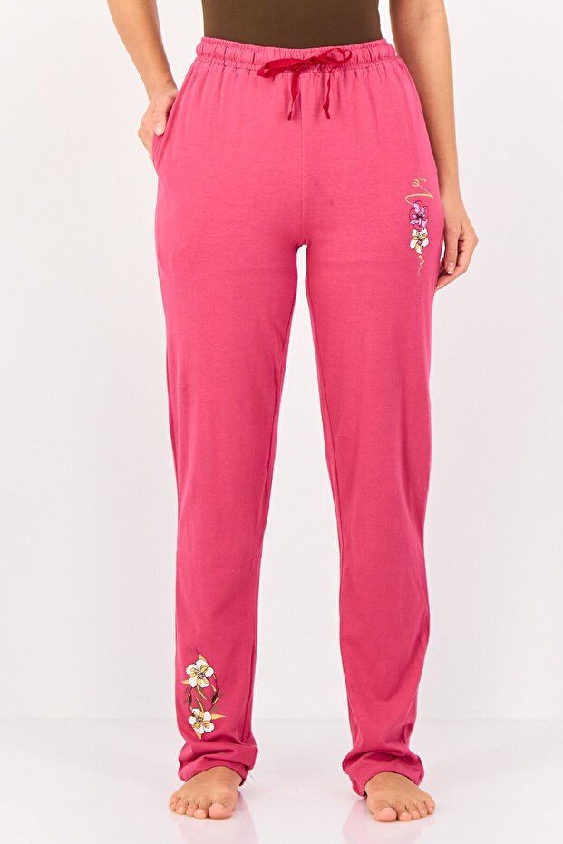 Women Graphic Print Drawstring Sleepwear Pants, Pink