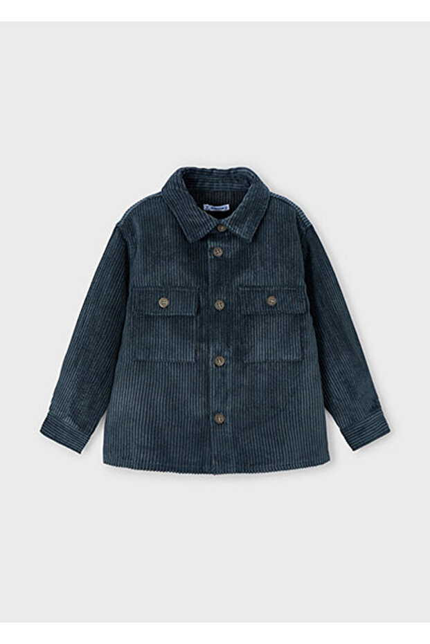 Navy Blue Boy's Corduroy Shirt 4124