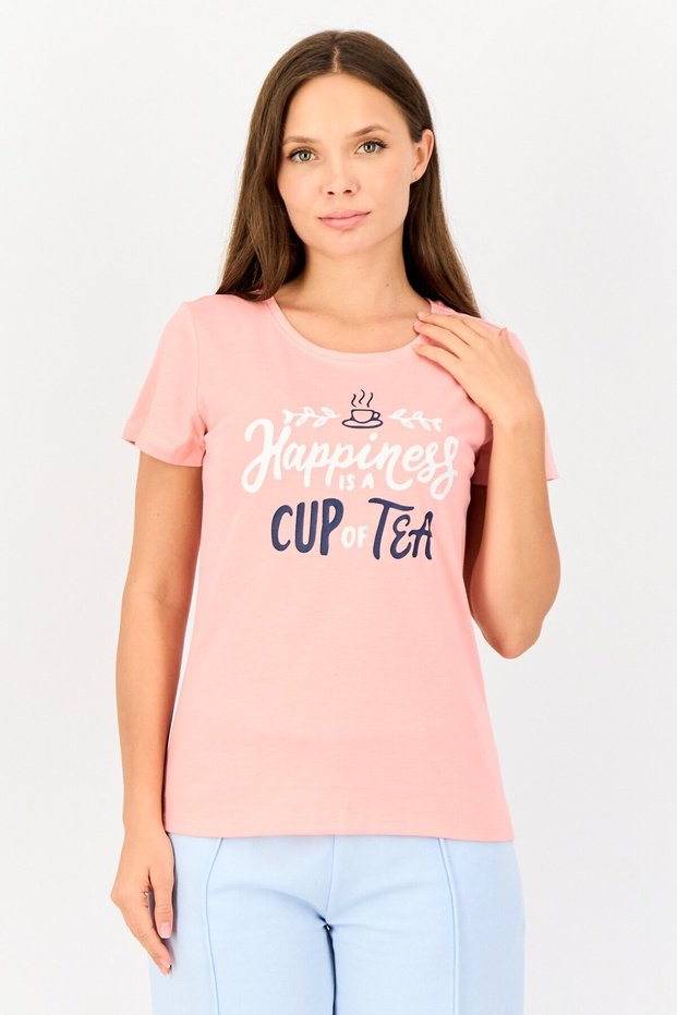 Rosaline x Women 2 Pieces Crew Neck Graphic Print Short Sleeve Sleepwear Top, Multicolor