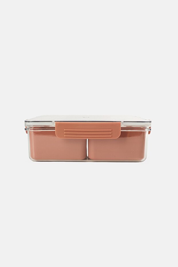 Sectioned Serving Container With Lid, Brown - 1