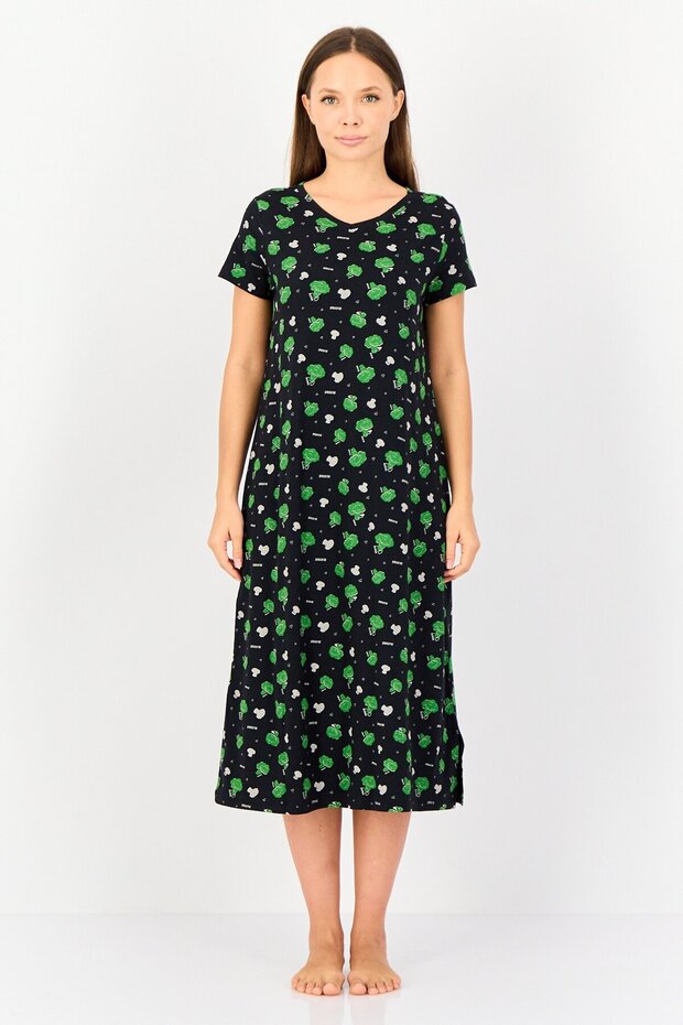 By Rosaline Women Allover Print Sleeping Dress, Multicolor