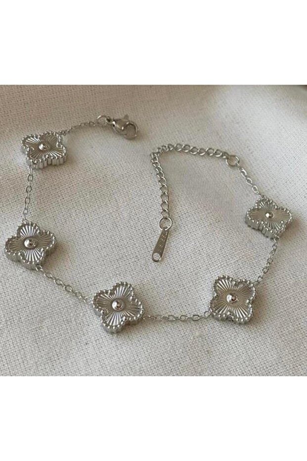 Steel Silver Color Clover Bracelet