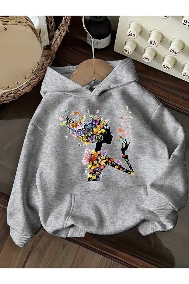 Oversized Unisex Women'S/Men's Hoodie Sweatshirt with Butterfly Print