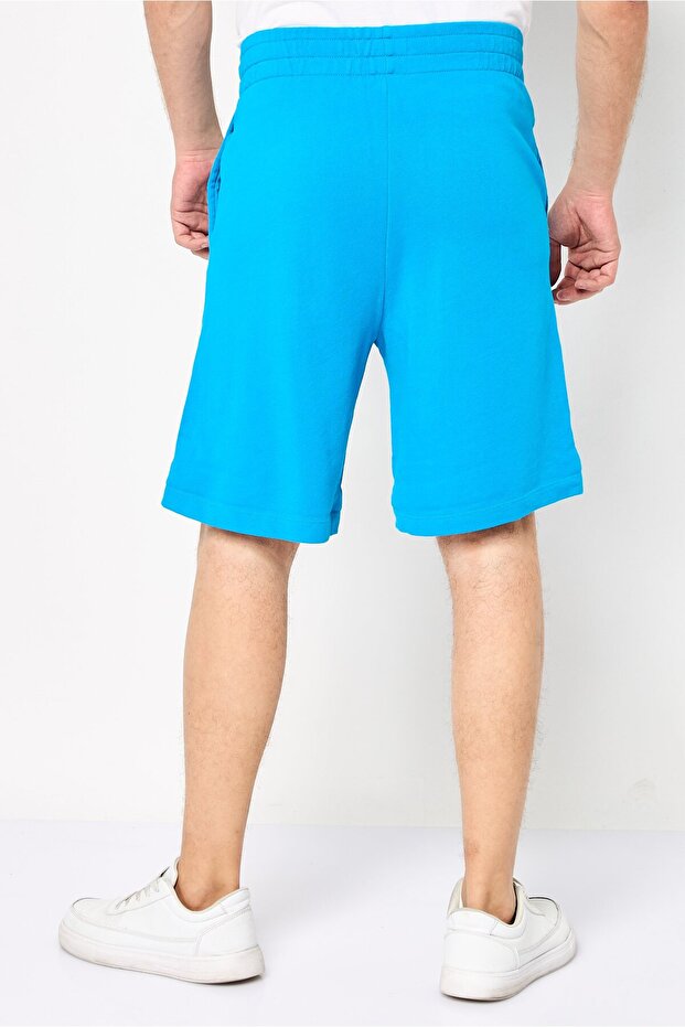 Men Drawstring Brand Logo Basic Shorts, Blue - 4