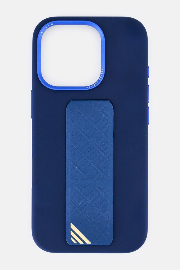iPhone 16 Pro Silicone With Leather Grip Phone Case, Navy