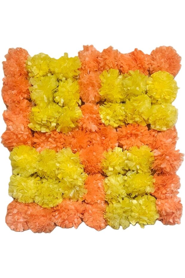 Artificial Flower Handmade Genda Marigold Rangoli Mats for Flower Rangoli, Janmashtami, Ganpati, Man