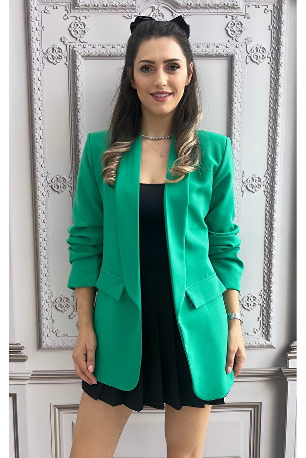 Jacket with gathered sleeves - 1