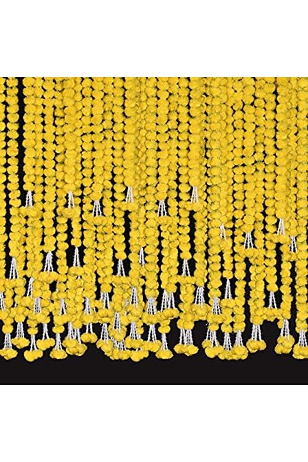Shreeji - 5 feet Marigold Garland | Decoration (Lemon Yellow) Pack of 5
