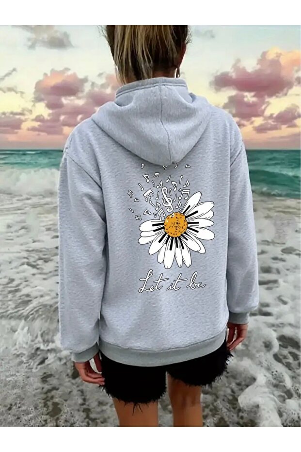 Let It Be Oversize Unisex Women/Men Hoodie Sweatshirt with Daisy Print