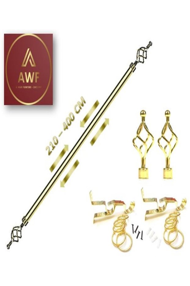 Roman Extendable Curtain Rod, Metal Single Rod Window Treatment Rod Drapery Rod GOLD, 200 – 400 cm
