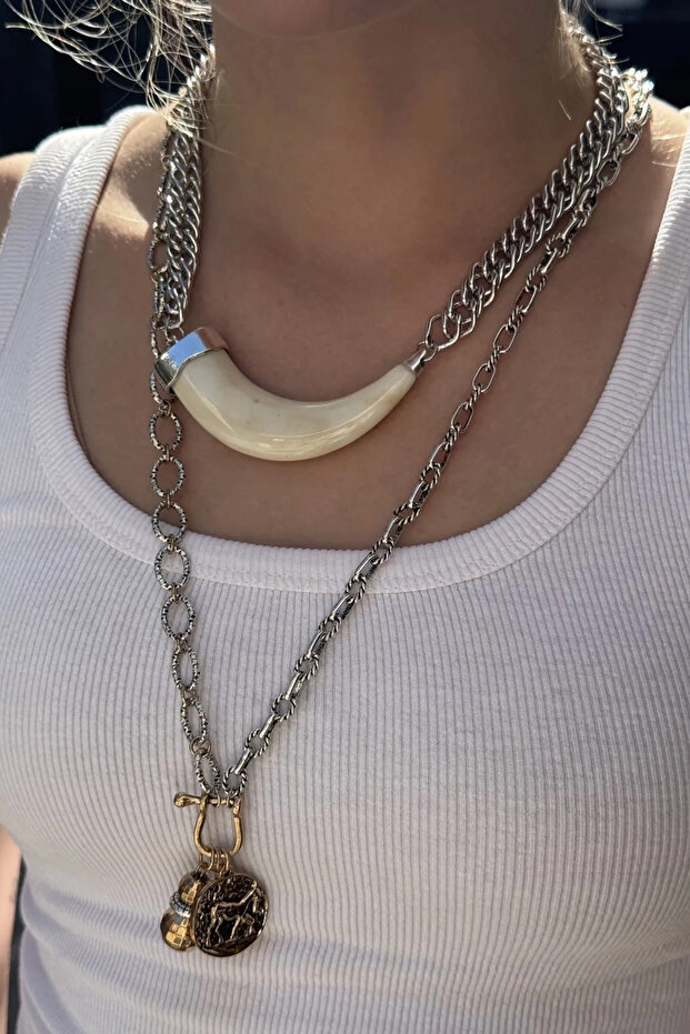 Fildişi Çoklu Tasarım Kolye - 1