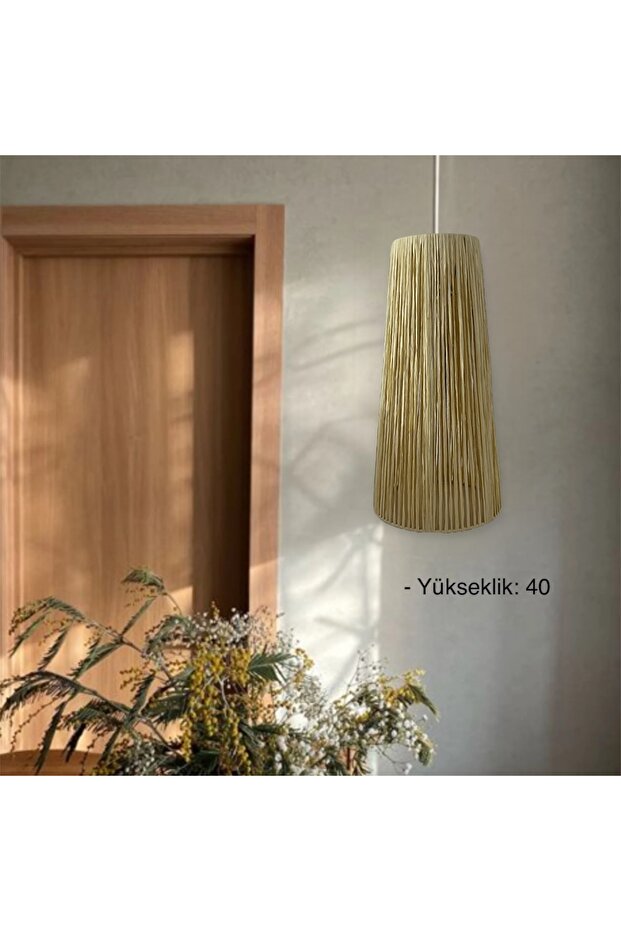 1 adet uzun avize başlığı/mumluk, rafya avize, rustik tarz avize başlığı/fener - 3