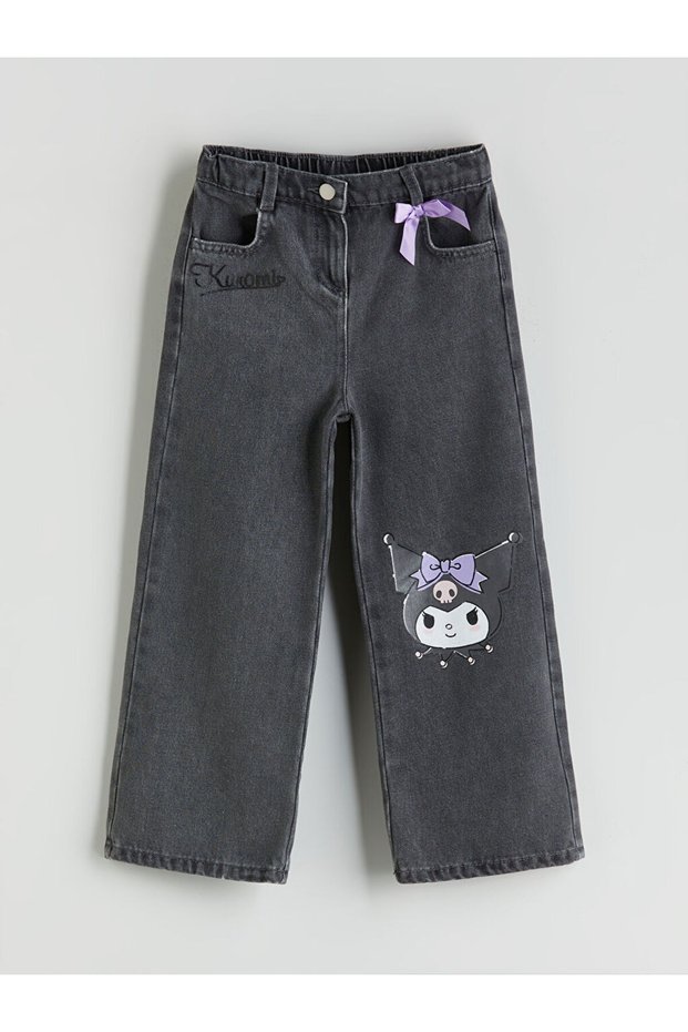 Esvab • Modern & Distinctive Wide-Leg Kuromi Printed Girls' Jean Pants