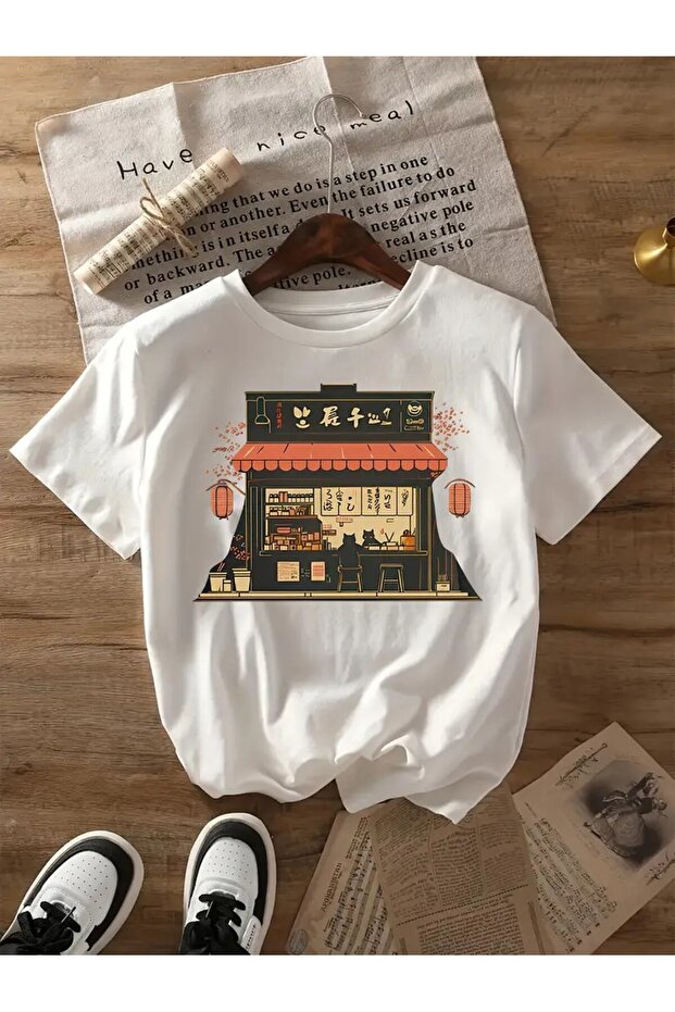 Ramen Shop Anime Design Printed Women Cotton T-Shirt