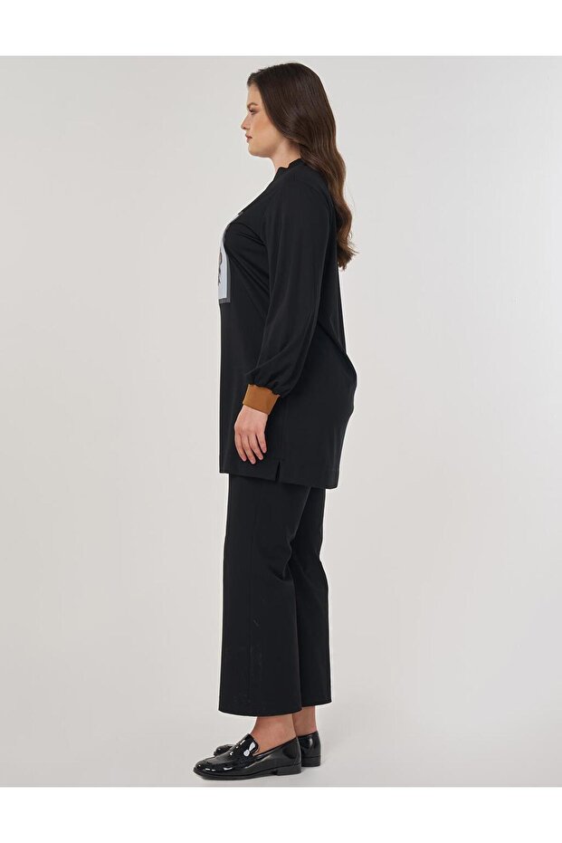 Görsel Baskılı Rayon Sweatshirt Siyah - 3