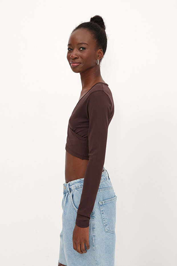 V Yaka Crop Bluz B2489 - 5