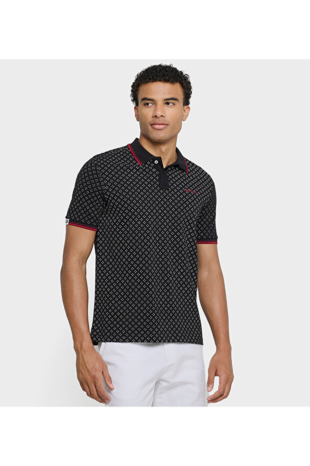 Men's Black Pique Polo