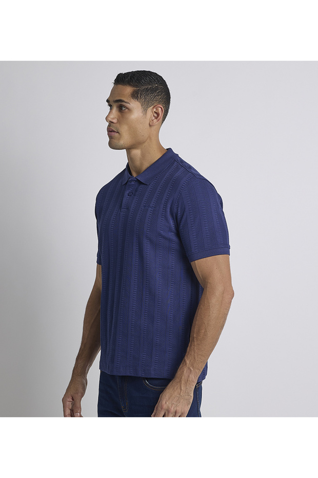 Men's Blue Knit Polo - 2