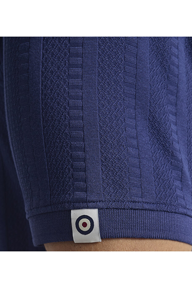 Men's Blue Knit Polo - 7