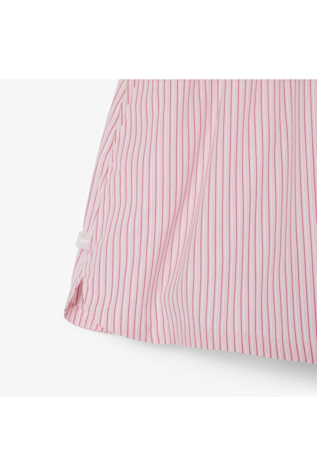 Kadın Loose Fit Çizgili Pembe Şort - 7