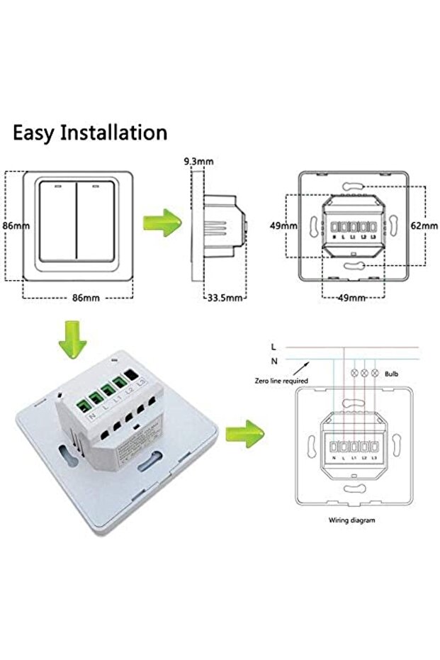 مفتاح إضاءة ذكي يعمل بالواي فاي، مفتاح حائط ذكي لاسلكي مع جهاز تحكم عن بعد ومؤقت، متوافق مع - 8