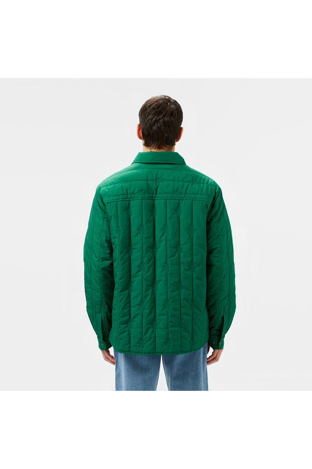 Erkek Relaxed Fit Gömlek Yaka Desenli Yeşil Ceket - 3