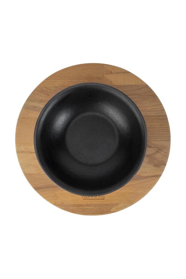 Döküm Yuvarlak Çorba Kasesi ve Kayın Servis Ahşabı. Çap(Ø)14cm. - 3