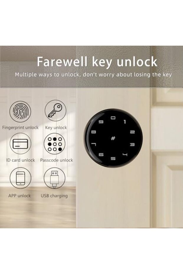 Tichondrius Smart Lock, Multi-language Smart Lock, 4 in 1 Smart Knob with Bluetooth TT App/Fingerpri - 4