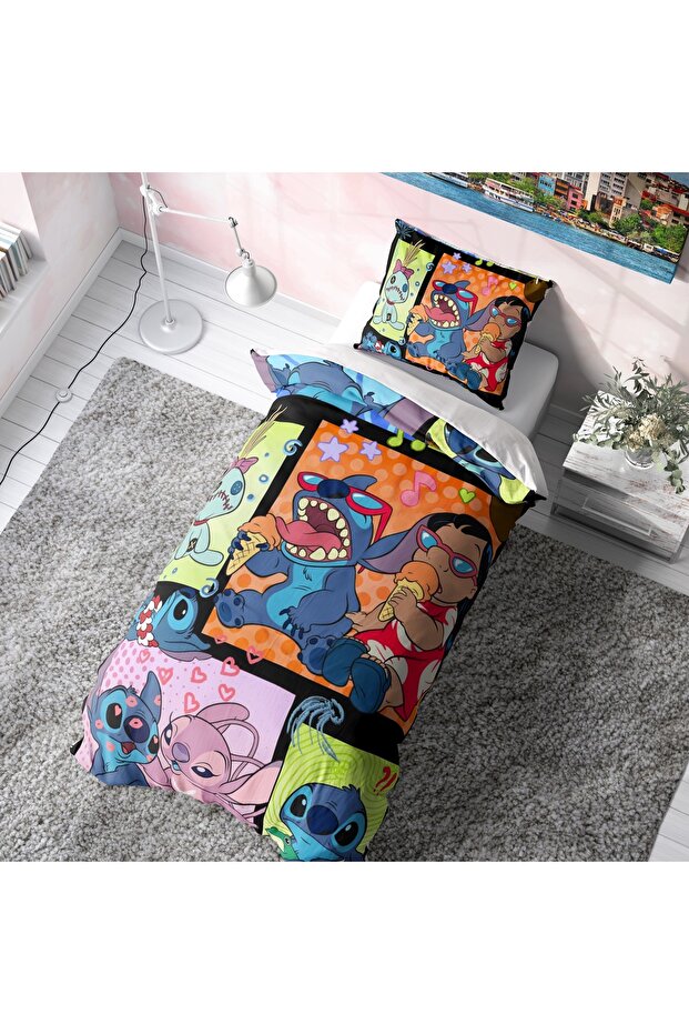 Stitch Mixed Pattern Duvet Cover Set (Without Sheets), Stitchnev, Single Size