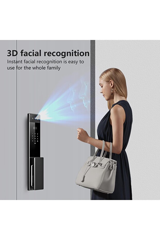 Tichondrius Palm Recognition Smart Lock, Smart Door Lock, CNC Carved Design, 3D Face Recognition Loc - 3