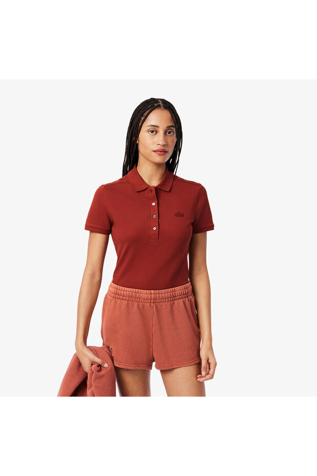L.12.D Kadın Slim Fit Bordo Polo - 1