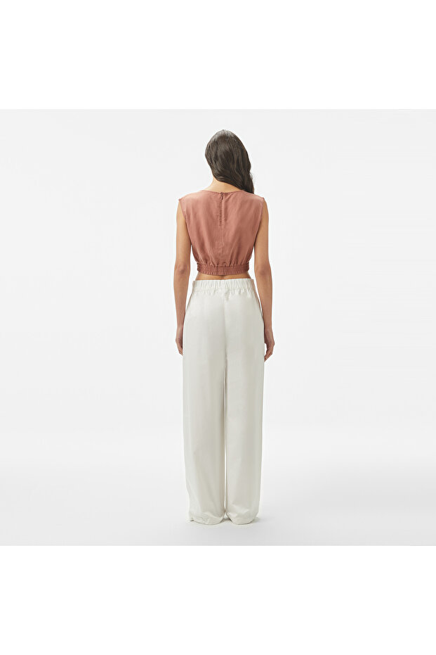 Kadın Relaxed Fit Beyaz Pantolon - 2