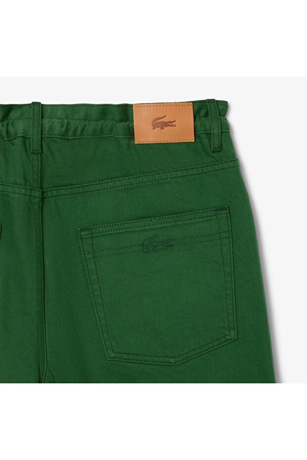 Kadın Wide Leg Denim Yeşil Pantolon - 7