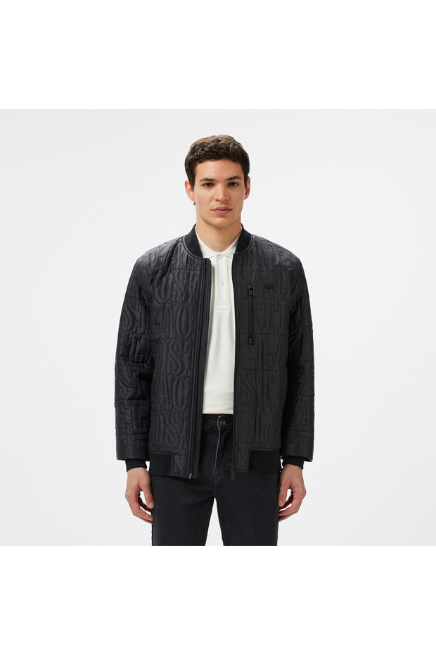 Erkek Regular Fit Dik Yaka Kapitone Siyah Mont - 1