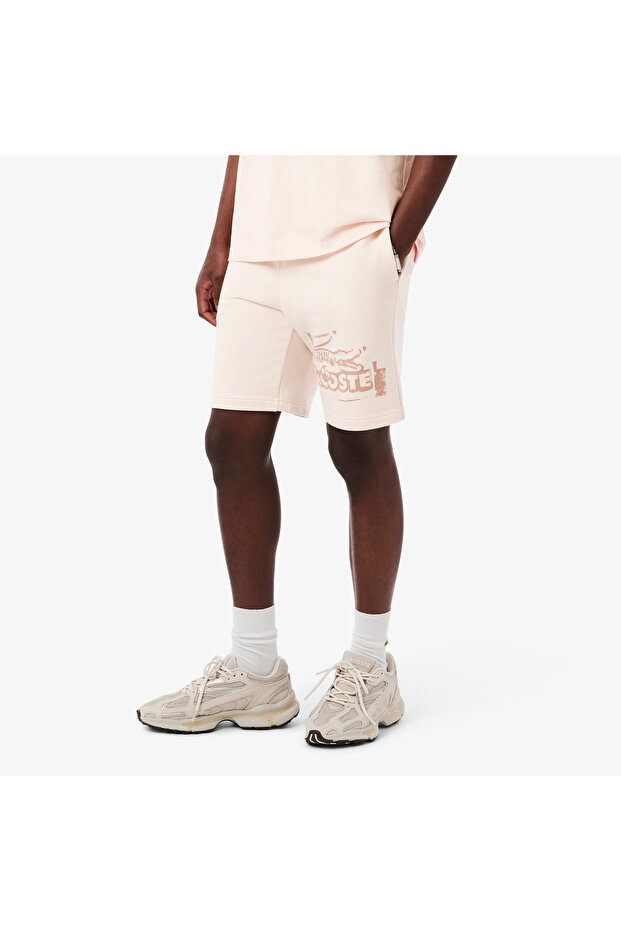 Erkek Regular Fit Baskılı Bej Şort - 2