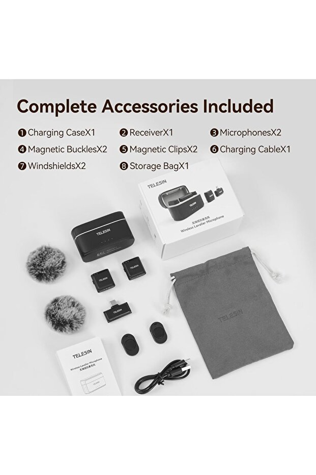 Wireless Lavalier Microphone for iPhone Series/Android/PC with Charging Box (P5-MCP-01) - 6