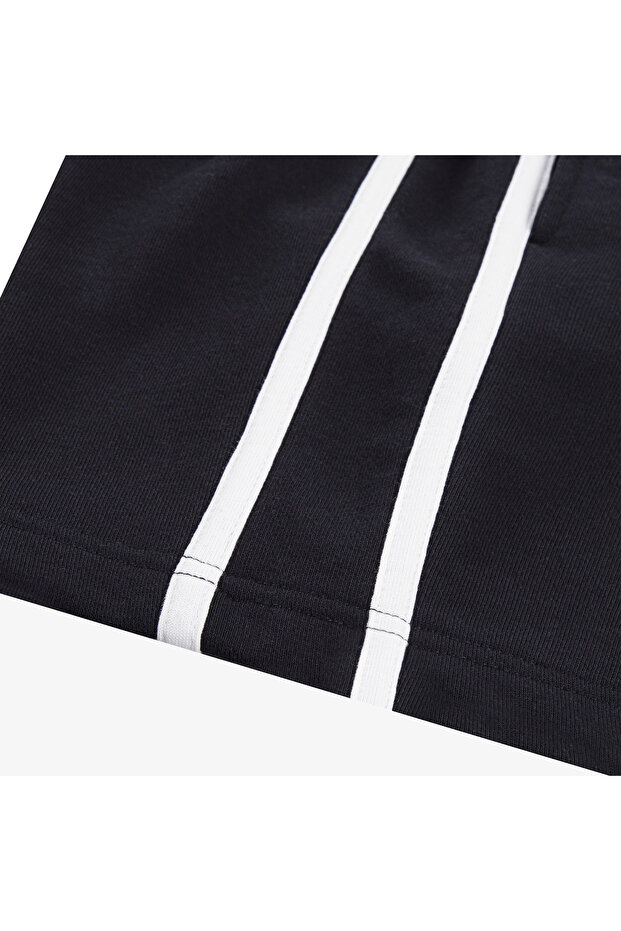 Retro Side Stripe Çocuk Siyah Şort - 3