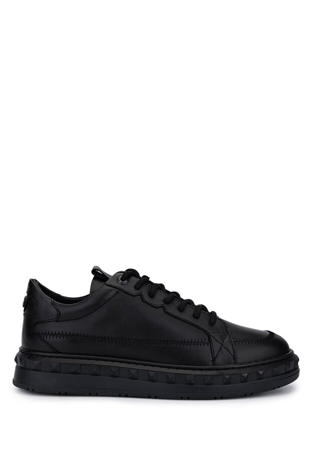 Men's Genuine Leather Black Leather Sneakers & Sports Shoes